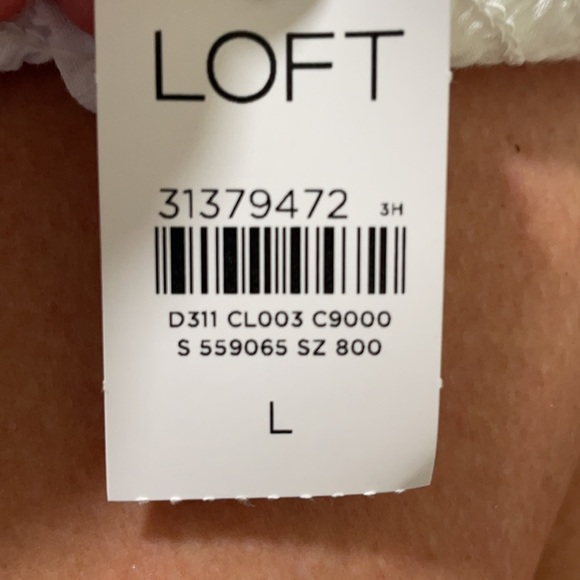 LOFT white bohemian top with elastic puffy sleeves - Picture 6 of 6